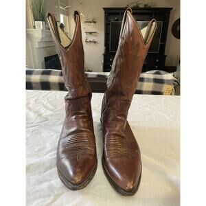 Dan Post Cowboy Boots 10 1/2 D Brown Leather Mens Western FLAW See Pics